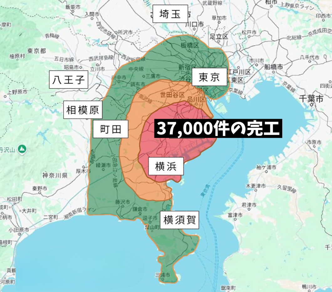 37,000件の完工:地図